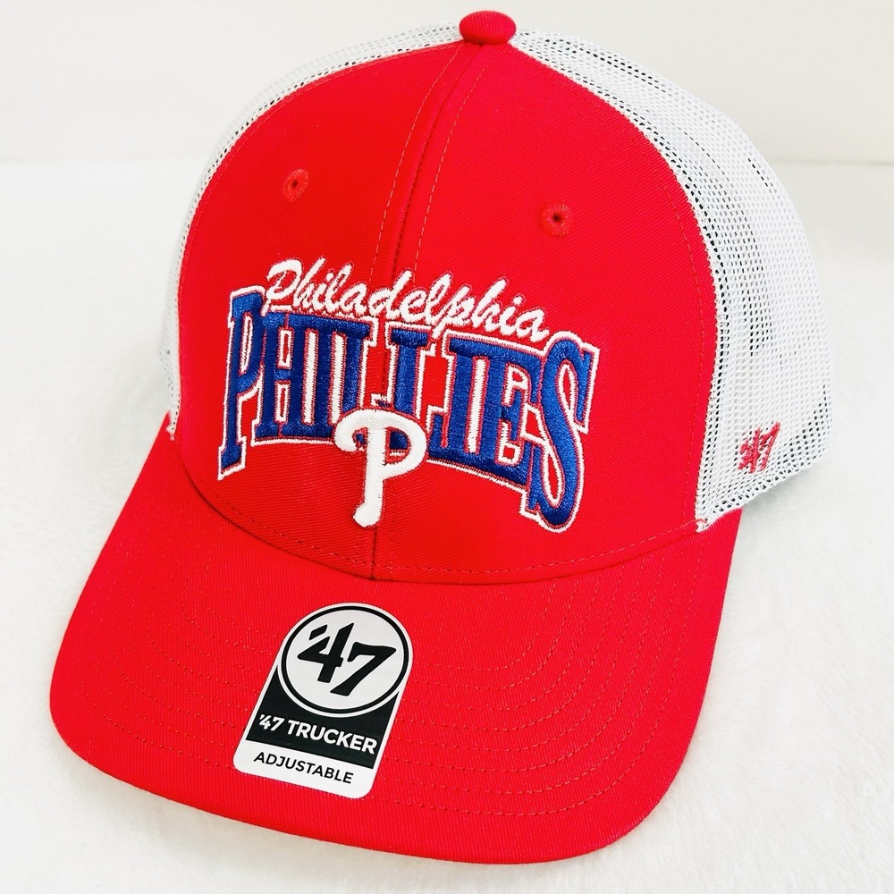 '47‎ Brand Philadelphia Phillies Keystone Trucker Hat Cap Snap Adjustable Red